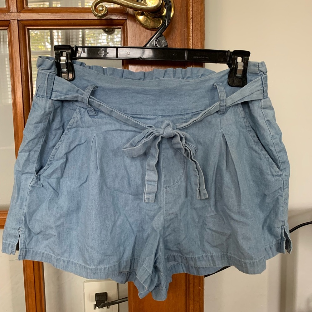 Faux Demin Tie Shorts